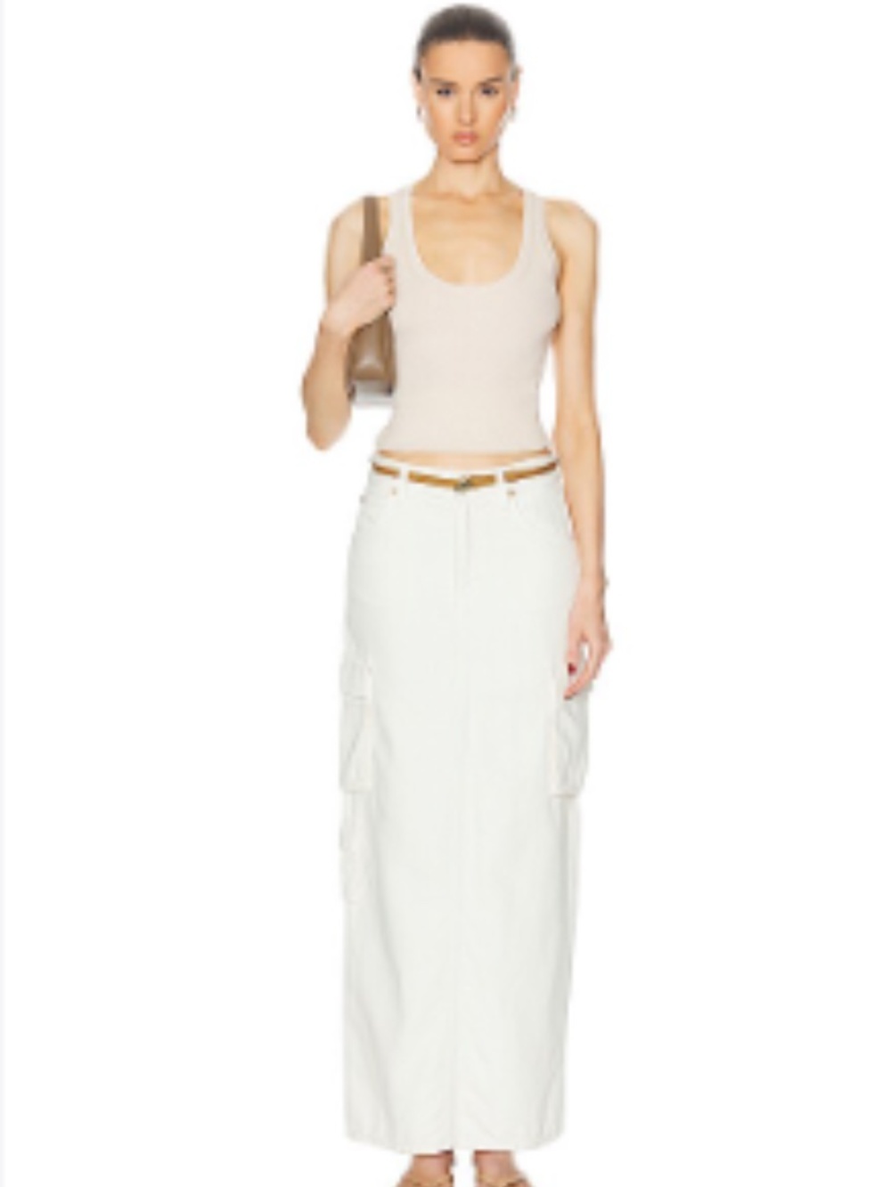 Mother NWT Women's Natural SNACKS! The Fun Dip Cargo Maxi Skirt Size 30